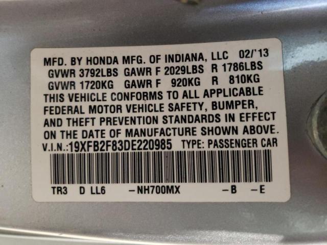 Photo 10 from auction – 2013 HONDA CIVIC EX with VIN 19XFB2F83DE220985