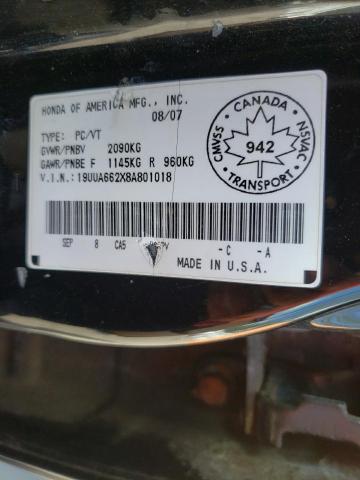 Photo 10 from auction – 2008 ACURA TL with VIN 19UUA662X8A801018