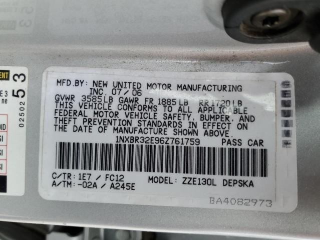 Photo 10 from auction – 2006 TOYOTA COROLLA CE with VIN 1NXBR32E96Z761759