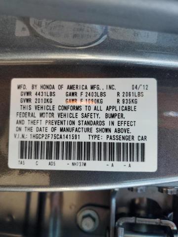 Photo 10 from auction – 2012 HONDA ACCORD EX with VIN 1HGCP2F75CA141591