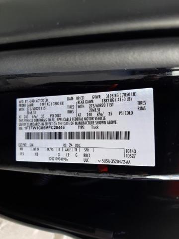 Photo 10 from auction – 2021 FORD F150 SUPER with VIN 1FTFW1C85MFC20446