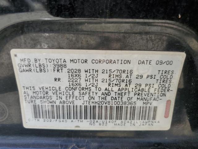 Photo 10 from auction – 2001 TOYOTA RAV4 with VIN JTEHH20V810038365