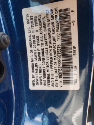 Photo 10 from auction – 2015 HONDA CIVIC LX with VIN 19XFB2F53FE075276