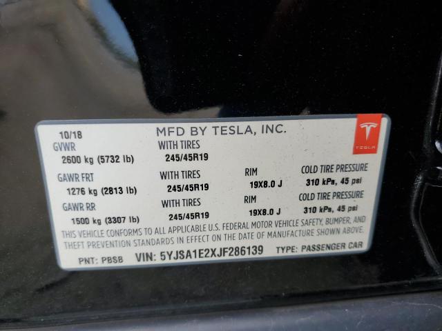 Photo 10 from auction – 2018 TESLA MODEL S with VIN 5YJSA1E2XJF286139