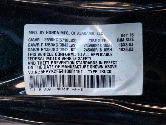 Photo 10 from auction – 2017 HONDA RIDGELINE with VIN 5FPYK2F64HB001161