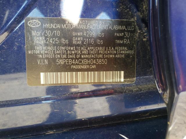 Photo 10 from auction – 2011 HYUNDAI SONATA GLS with VIN 5NPEB4ACXBH043850
