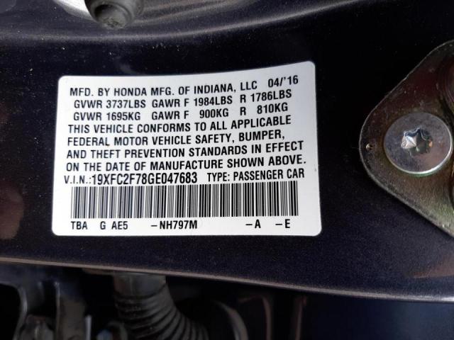 Foto 10 de la subasta – 2016 HONDA CIVIC EX con VIN 19XFC2F78GE047683