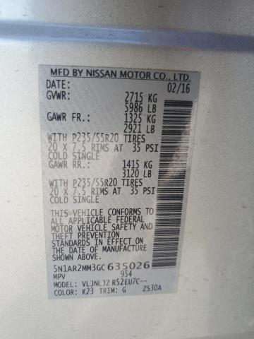 Photo 10 from auction – 2016 NISSAN PATHFINDER with VIN 5N1AR2MM3GC635026