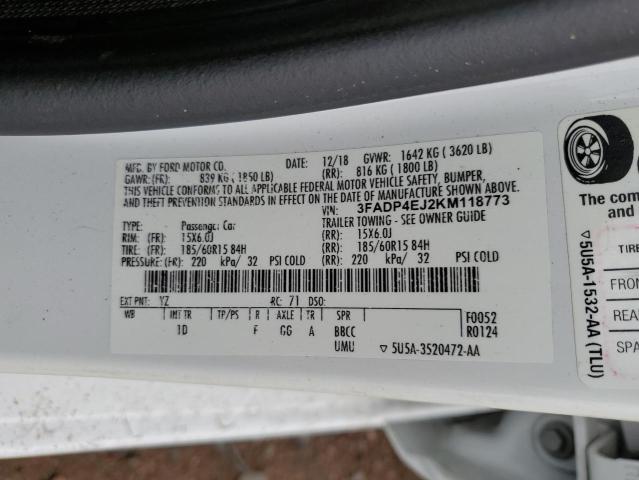 Photo 10 from auction – 2019 FORD FIESTA SE with VIN 3FADP4EJ2KM118773