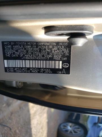 Photo 10 from auction – 2004 LEXUS ES 330 with VIN JTHBA30G740005513