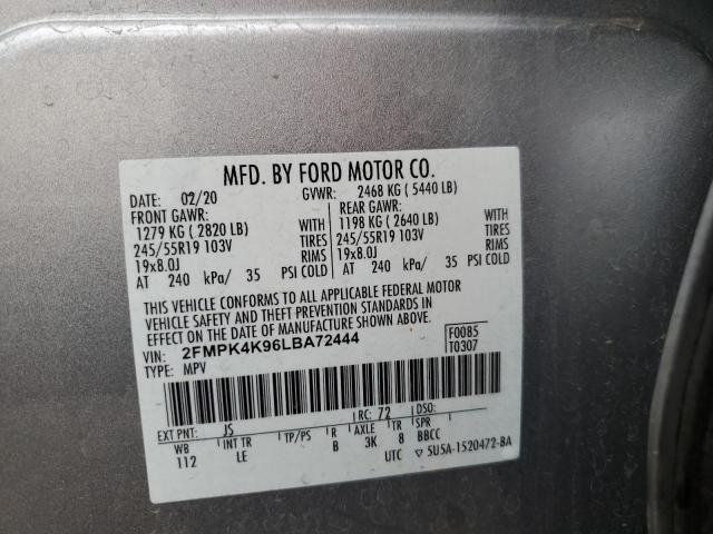 Photo 10 from auction – 2020 FORD EDGE TITAN with VIN 2FMPK4K96LBA72444