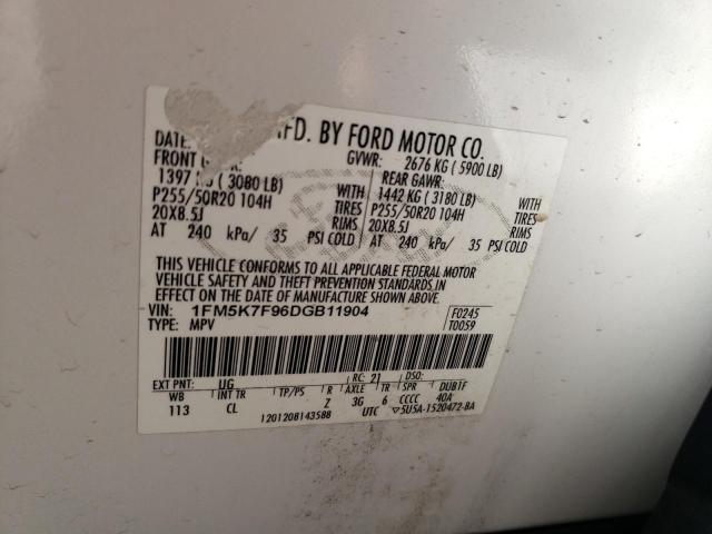 Photo 10 from auction – 2013 FORD EXPLORER L with VIN 1FM5K7F96DGB11904
