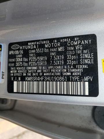 Photo 10 from auction – 2017 HYUNDAI SANTA FE S with VIN KM8SR4HF3HU190861