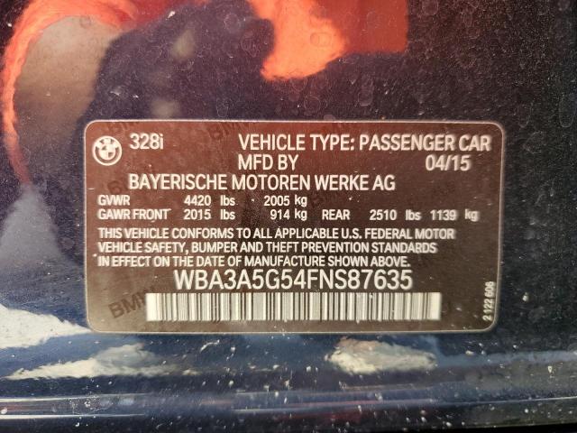 Photo 10 from auction – 2015 BMW 328 I with VIN WBA3A5G54FNS87635