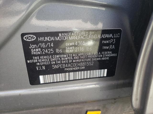 Photo 10 from auction – 2014 HYUNDAI SONATA GLS with VIN 5NPEB4AC0EH881552