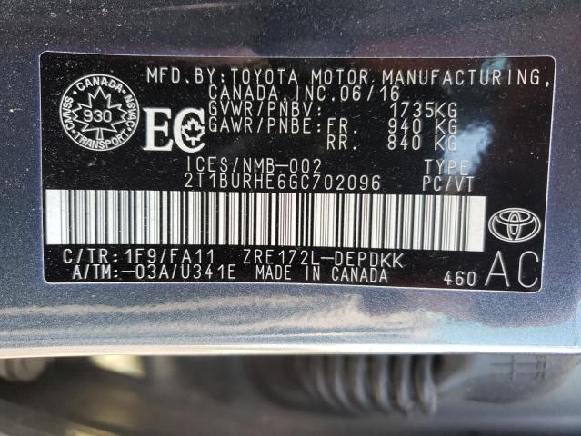 Photo 10 from auction – 2016 TOYOTA COROLLA L with VIN 2T1BURHE6GC702096