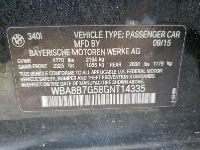 Photo 10 from auction – 2016 BMW 340 XI with VIN WBA8B7G58GNT14335