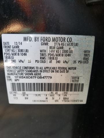 Photo 10 from auction – 2015 FORD EXPLORER X with VIN 1FM5K8D87FGB47779