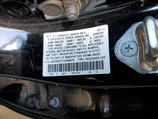 Photo 10 from auction – 2012 HONDA CIVIC LX with VIN 2HGFB2F51CH564079