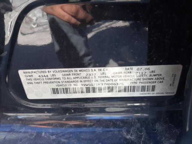 Photo 10 from auction – 2007 VOLKSWAGEN JETTA 2.5 with VIN 3VWSG71K37M006375