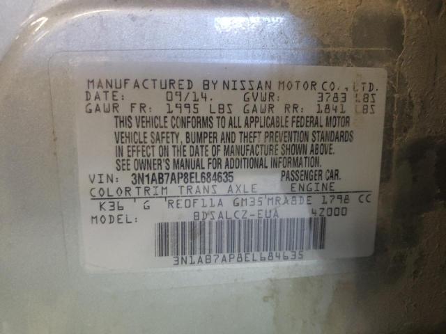 Photo 10 from auction – 2014 NISSAN SENTRA S with VIN 3N1AB7AP8EL684635