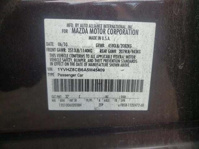 Photo 10 from auction – 2010 MAZDA 6 S with VIN 1YVHZ8CB6A5M45409