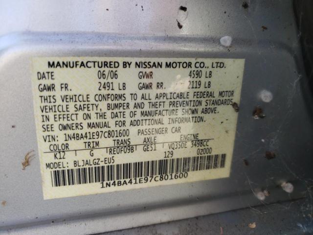 Photo 10 from auction – 2007 NISSAN MAXIMA SE with VIN 1N4BA41E97C801600
