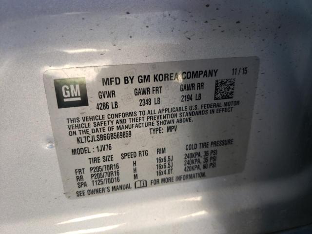 Photo 10 from auction – 2016 CHEVROLET TRAX 1LT with VIN KL7CJLSB6GB569859