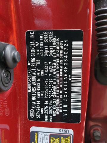 Photo 10 from auction – 2015 KIA SORENTO with VIN 5XYKTCA68FG640724