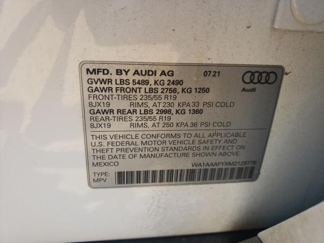 Photo 10 from auction – 2021 AUDI Q5 PREMIUM with VIN WA1AAAFYXM2129775