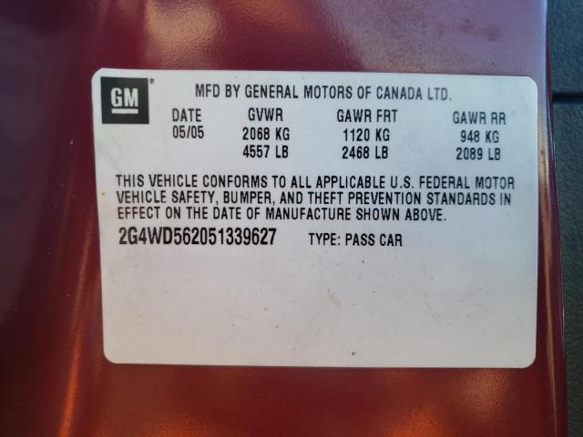 Photo 10 from auction – 2005 BUICK LACROSSE C with VIN 2G4WD562051339627