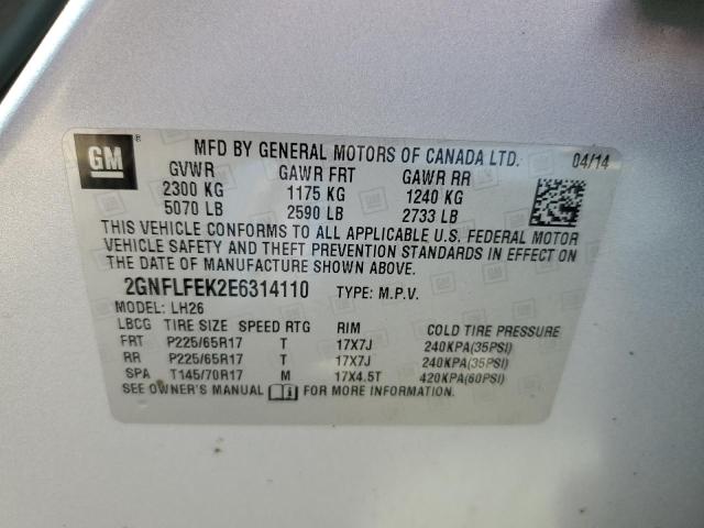 Photo 10 from auction – 2014 CHEVROLET EQUINOX LT with VIN 2GNFLFEK2E6314110