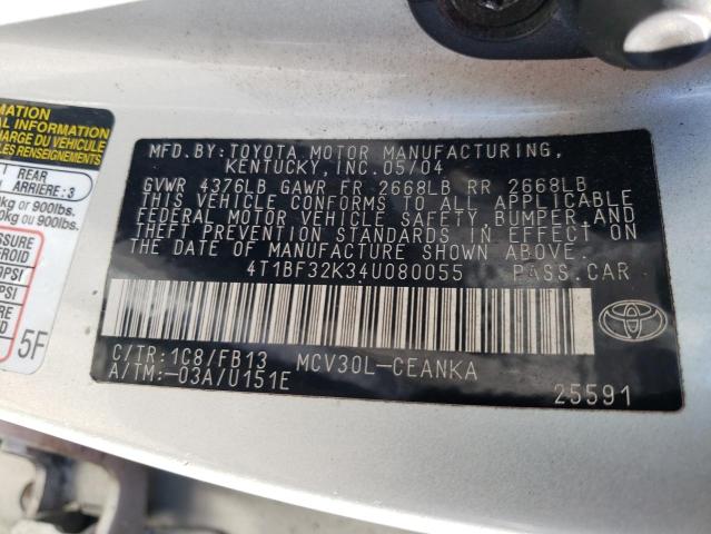 Photo 10 from auction – 2004 TOYOTA CAMRY LE with VIN 4T1BF32K34U080055