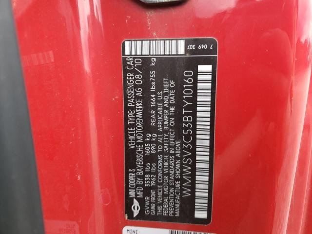Photo 10 from auction – 2011 MINI COOPER S with VIN WMWSV3C53BTY10160