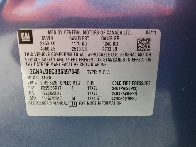 Photo 10 from auction – 2011 CHEVROLET EQUINOX LT with VIN 2CNALDEC8B6397646