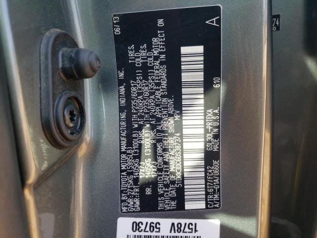Photo 10 from auction – 2013 TOYOTA SIENNA LE with VIN 5TDKK3DC6DS387374