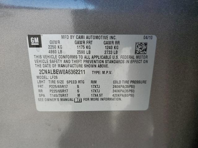 Photo 10 from auction – 2010 CHEVROLET EQUINOX LS with VIN 2CNALBEW0A6362211