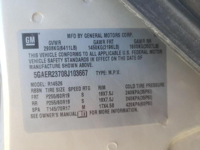 Photo 10 from auction – 2008 BUICK ENCLAVE CX with VIN 5GAER23708J103667