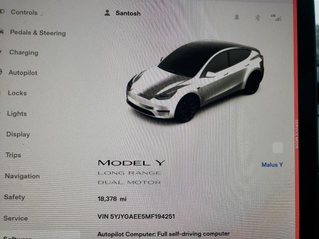 Photo 8 from auction – 2021 TESLA MODEL Y with VIN 5YJYGAEE5MF194251