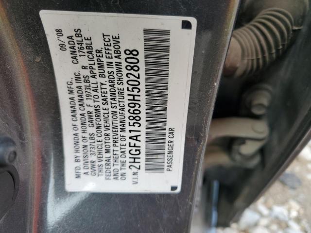 Photo 10 from auction – 2009 HONDA CIVIC EX with VIN 2HGFA15869H502808