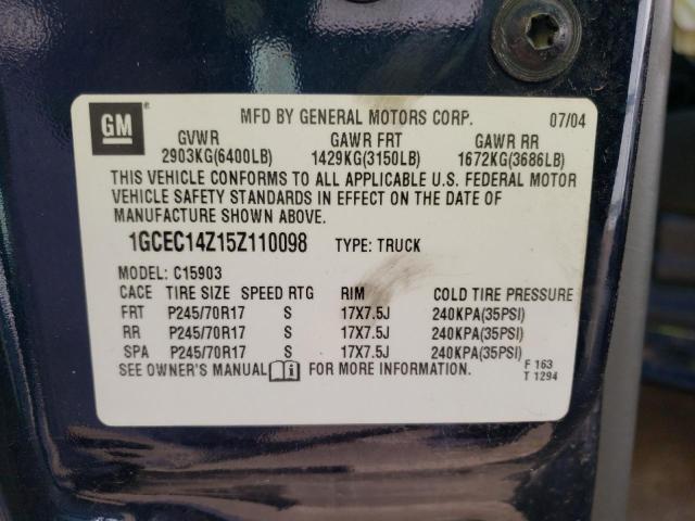 Photo 10 from auction – 2005 CHEVROLET SILVERADO4 with VIN 1GCEC14Z15Z110098