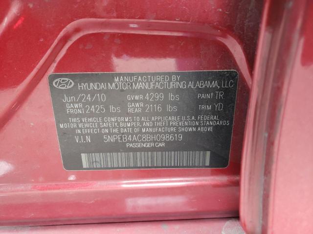 Photo 10 from auction – 2011 HYUNDAI SONATA GLS with VIN 5NPEB4AC8BH098619