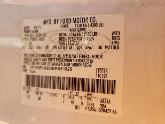 Photo 10 from auction – 2011 FORD RANGER with VIN 1FTKR1AD8BPA51925