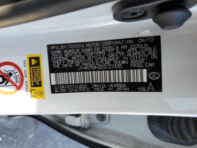 Photo 10 from auction – 2013 LEXUS CT 200 with VIN JTHKD5BH2D2127435