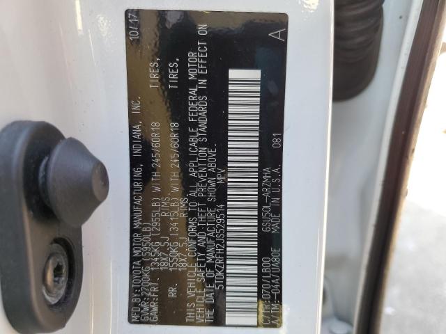 Photo 10 from auction – 2018 TOYOTA HIGHLANDER with VIN 5TDKZRFH2JS529514
