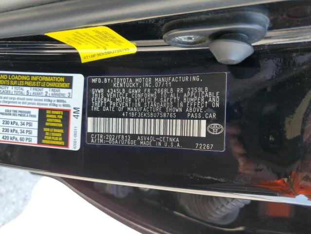 Photo 10 from auction – 2011 TOYOTA CAMRY BASE with VIN 4T1BF3EK5BU758765
