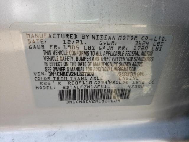 Photo 10 from auction – 2022 NISSAN VERSA SV with VIN 3N1CN8EV2NL827609