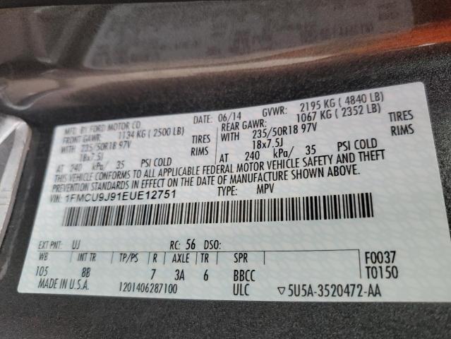 Photo 10 from auction – 2014 FORD ESCAPE TIT with VIN 1FMCU9J91EUE12751