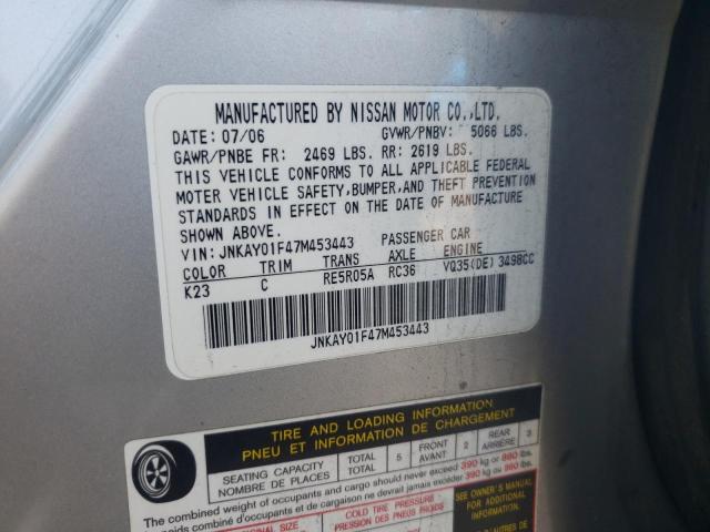 Photo 10 from auction – 2007 INFINITI M35 BASE with VIN JNKAY01F47M453443
