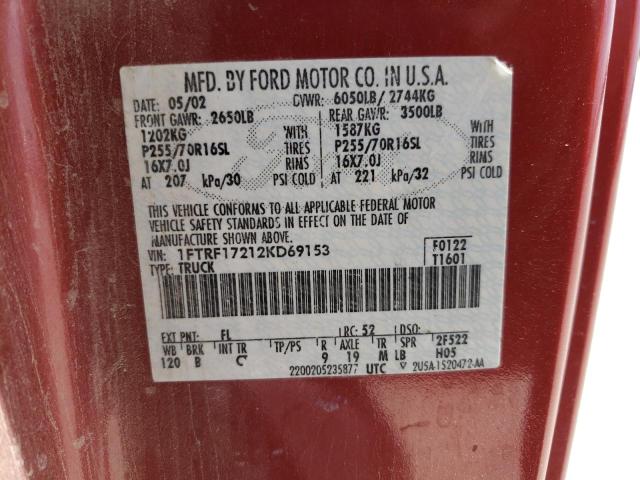 Photo 10 from auction – 2002 FORD F150 with VIN 1FTRF17212KD69153